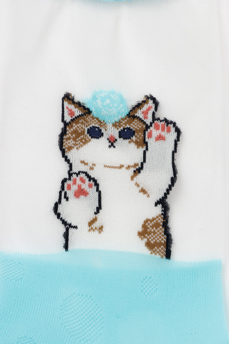 mofusand クルーソックス クリームソーダ アイスブルー 23~25cm