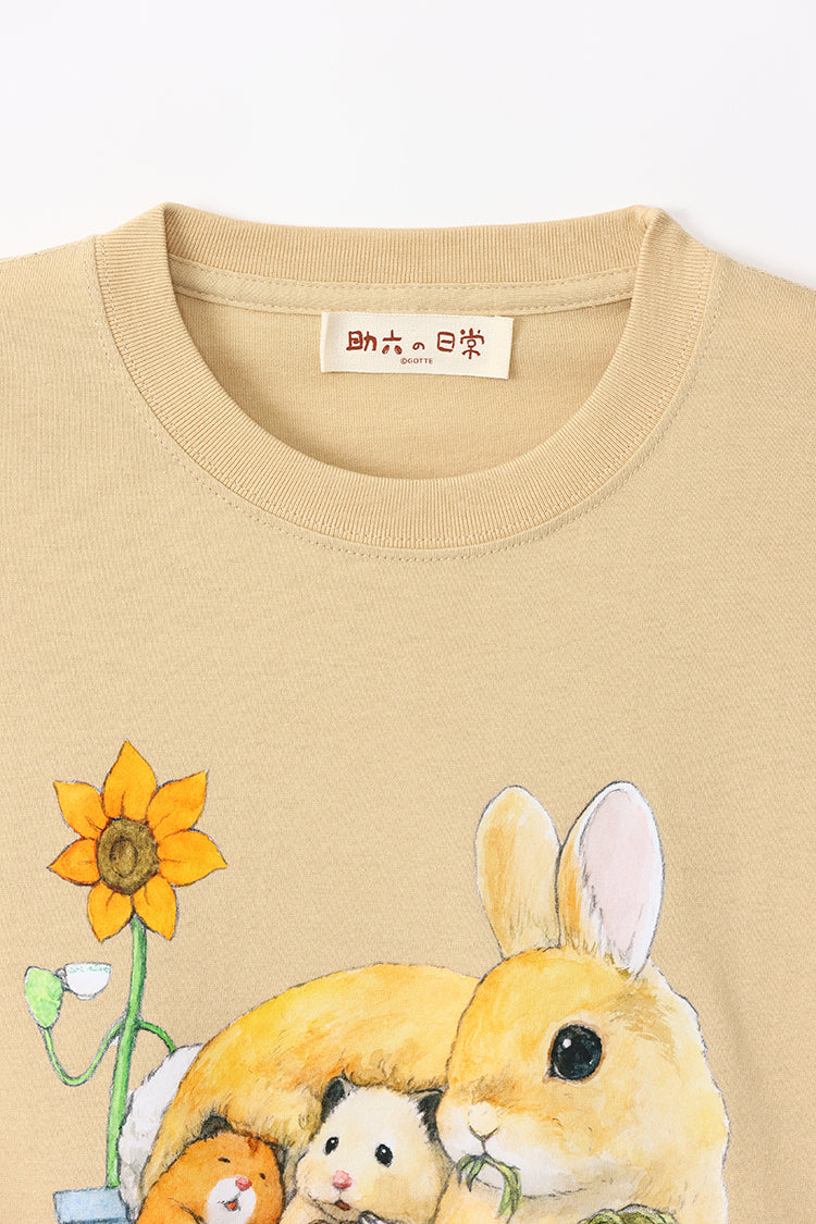 助六の日常 Tシャツ うさぎ ライトベージュ