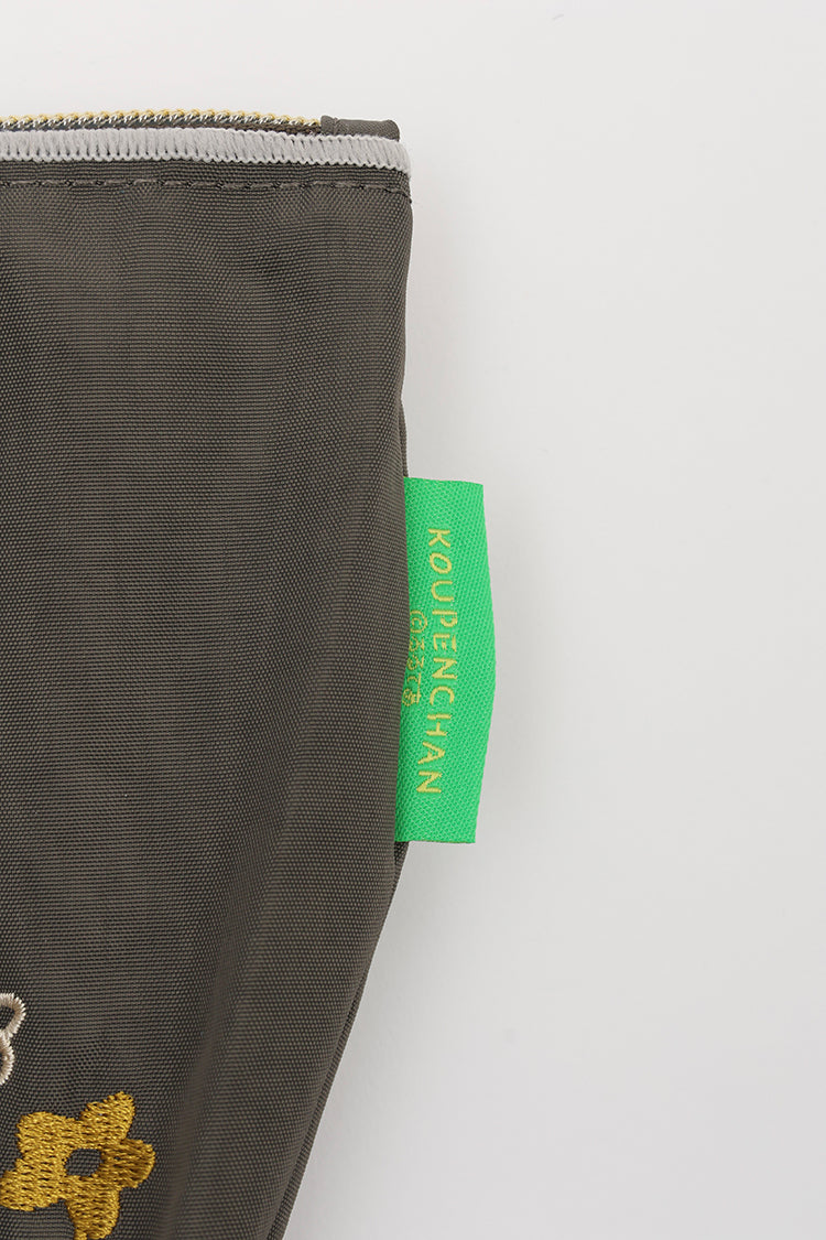 コウペンちゃん 刺繍ポーチ コウペンちゃんと邪エナガさん カーキ