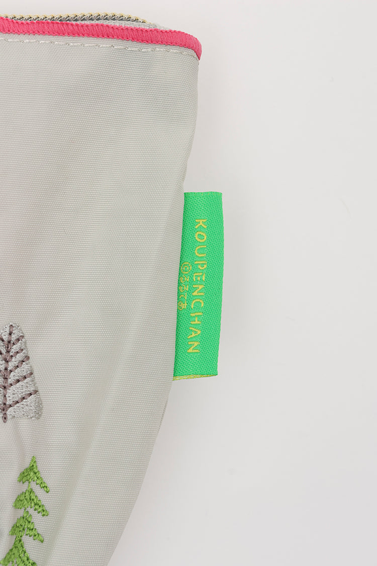 コウペンちゃん 刺繍ポーチ クローバー ライトグレー