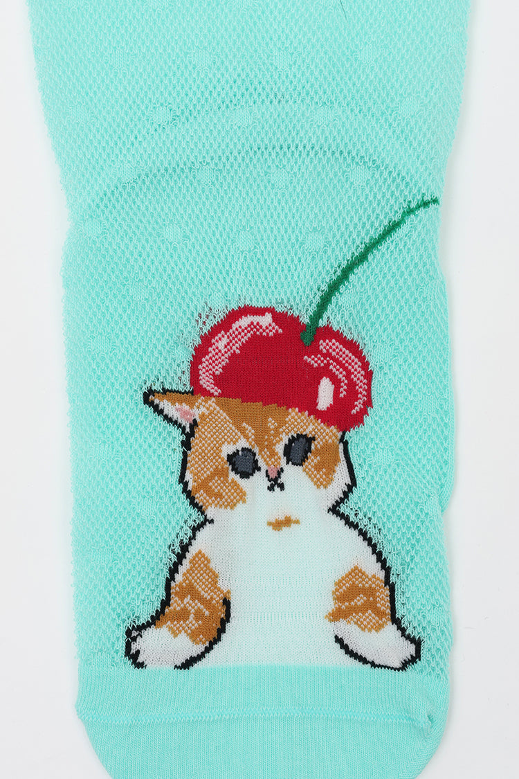 【Black Friday対象商品】mofusand クルーソックス さくらんぼ合わせ ミントグリーン 23~25cm