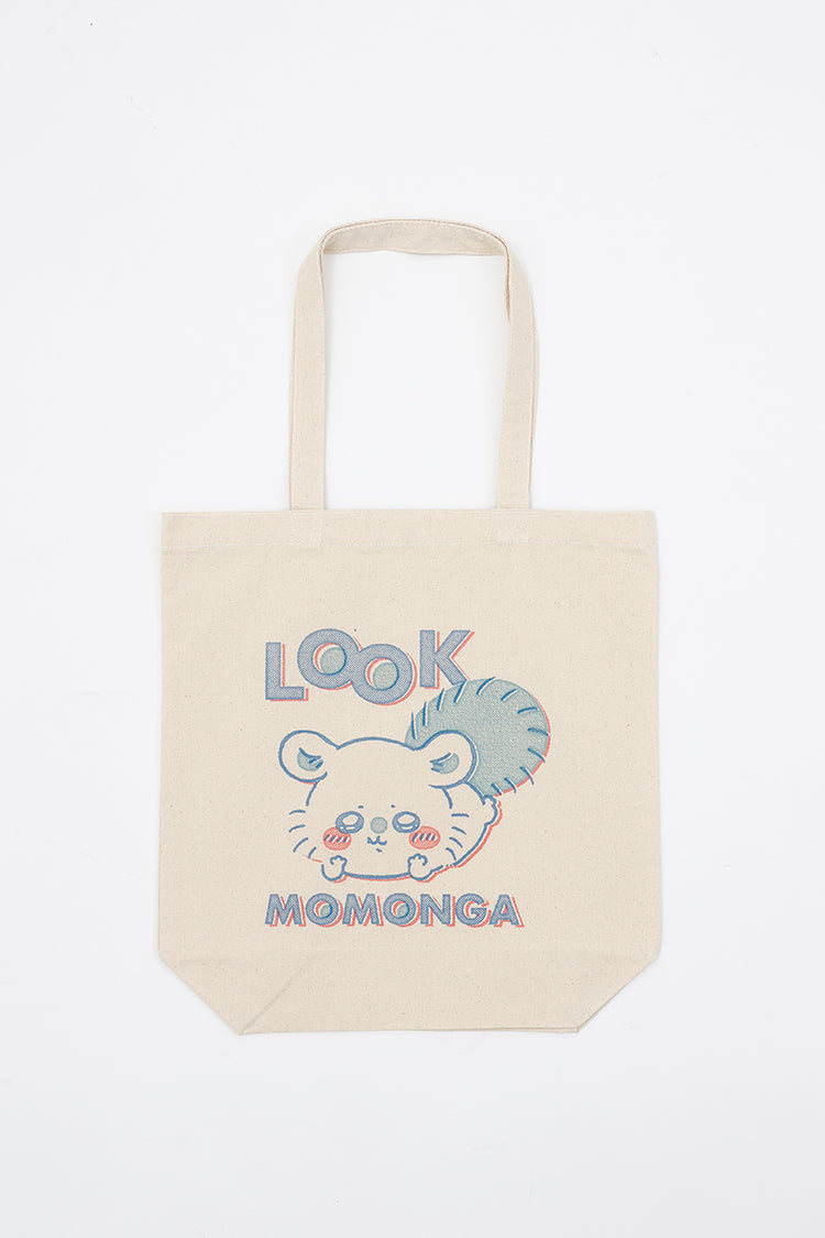 ちいかわ トートバッグ レトロ印刷風 モモンガ ナチュラル