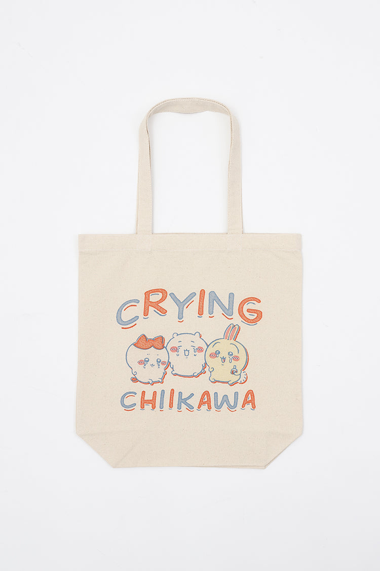 ちいかわ トートバッグ レトロ印刷風 CRYING ナチュラル