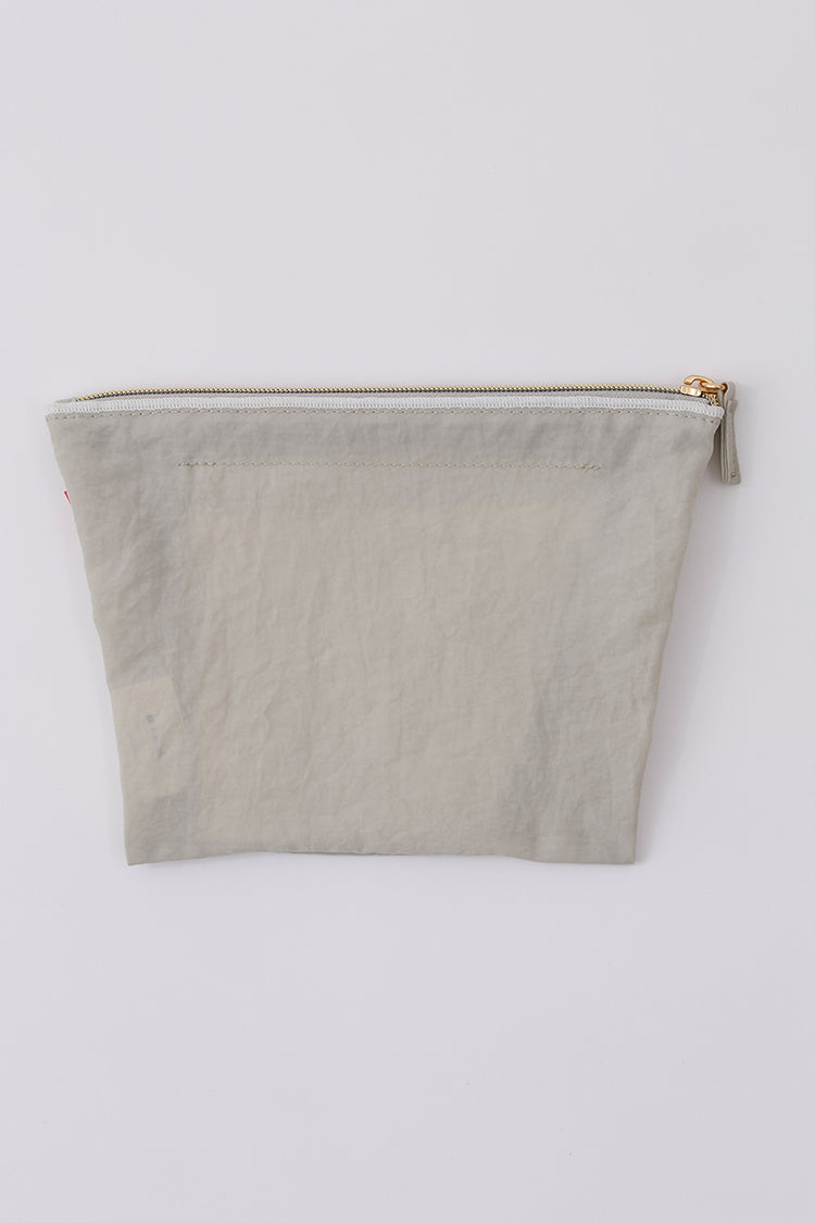 mofusand 刺繍ポーチ 黒猫 ライトグレー