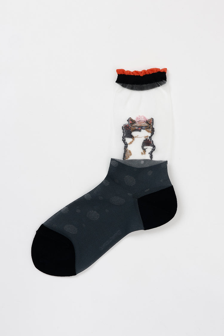 mofusand クルーソックス クリームソーダ ブラック 23~25cm