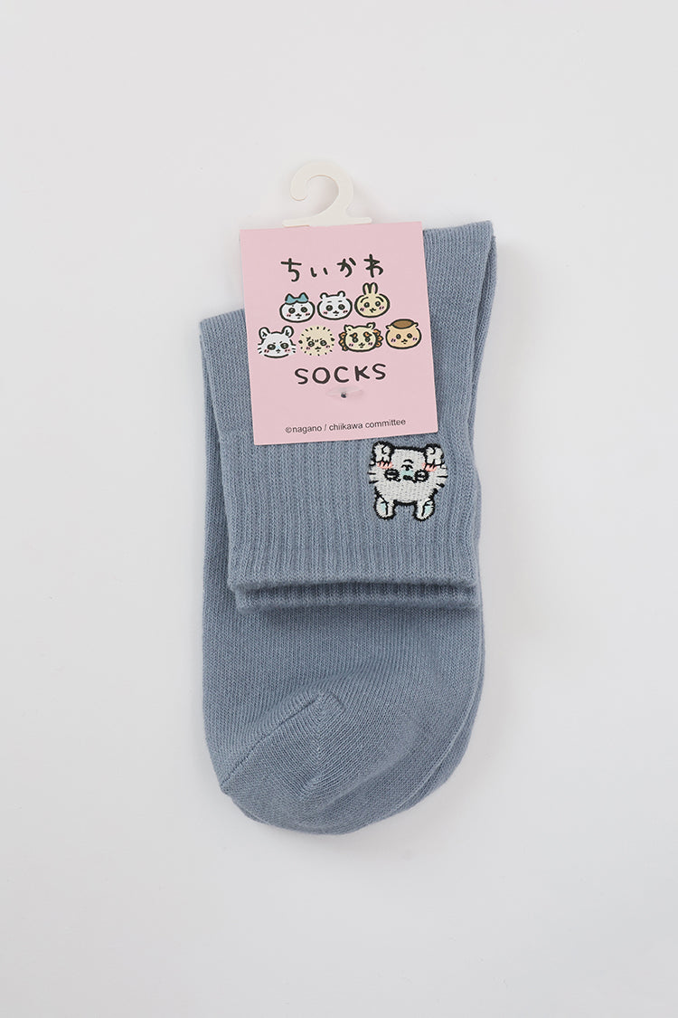 ショートソックス ワンポイント刺繍 モモンガ パープルグレー