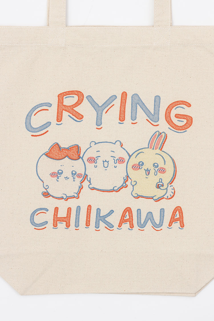 ちいかわ トートバッグ レトロ印刷風 CRYING ナチュラル