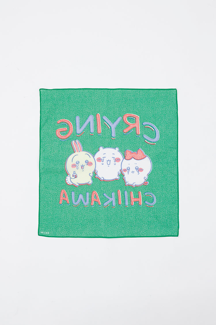 ちいかわ バンダナ レトロ印刷風 CRYING グリーン