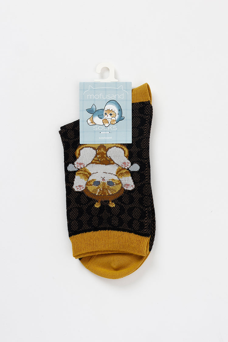 【Black Friday対象商品】mofusand クルーソックス はちにゃん ブラック 23~25cm