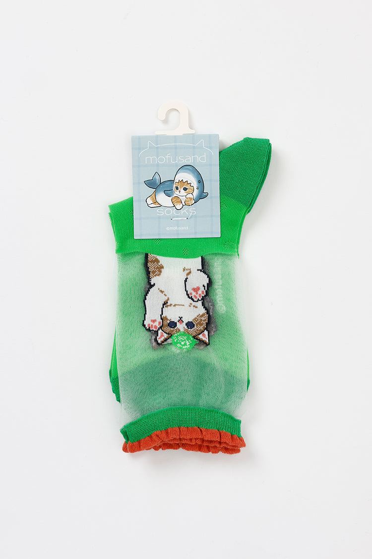 【Black Friday対象商品】mofusand クルーソックス クリームソーダ エメラルド 23~25cm