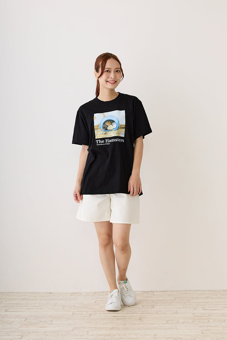 助六の日常 Tシャツ ハムスター達 ブラック