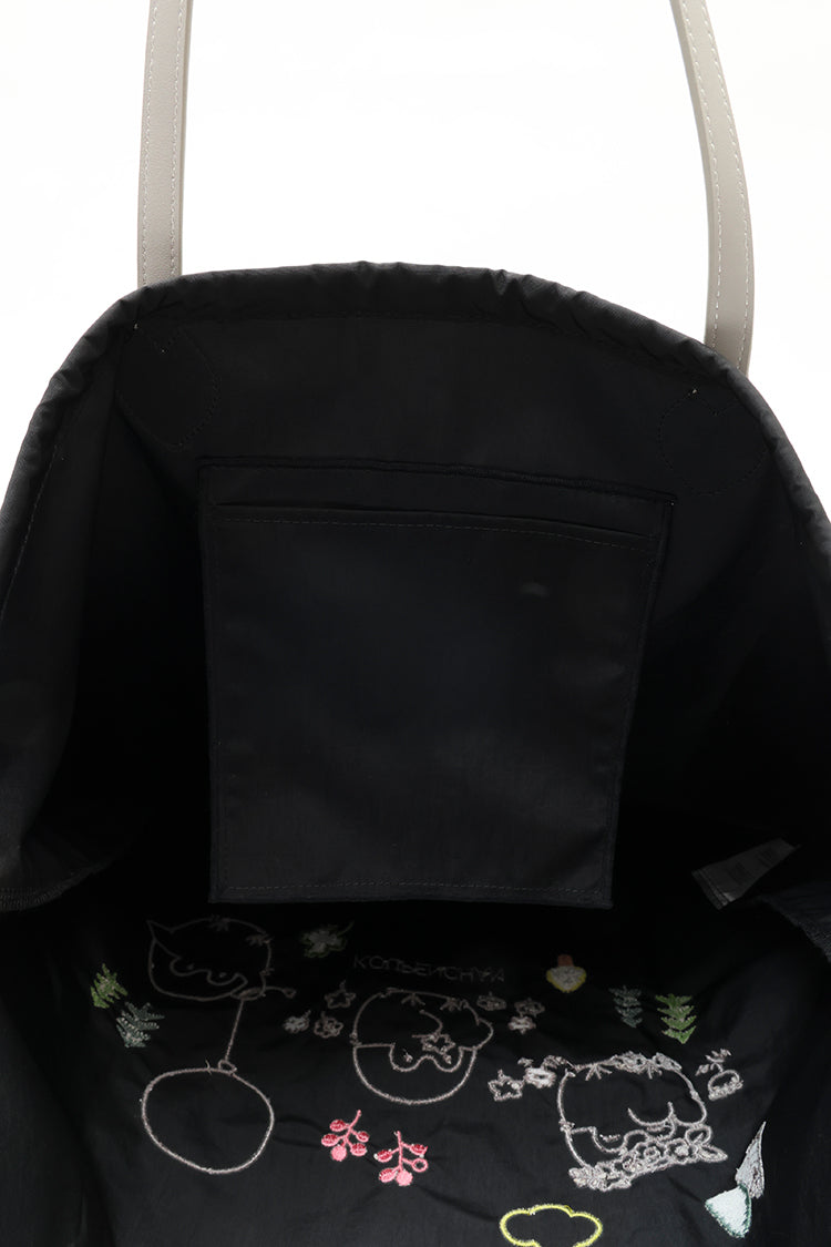 コウペンちゃん 刺繍トートバック 風船 ブラック