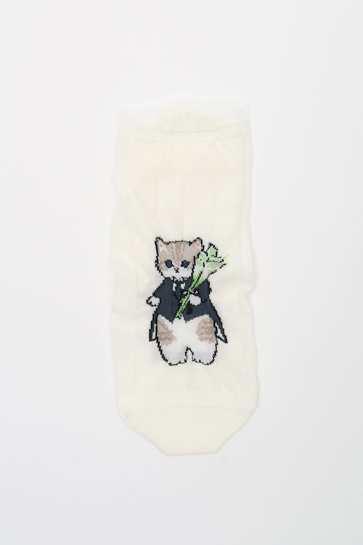 mofusand スニーカーソックス ウエディング オフホワイト 23~25cm