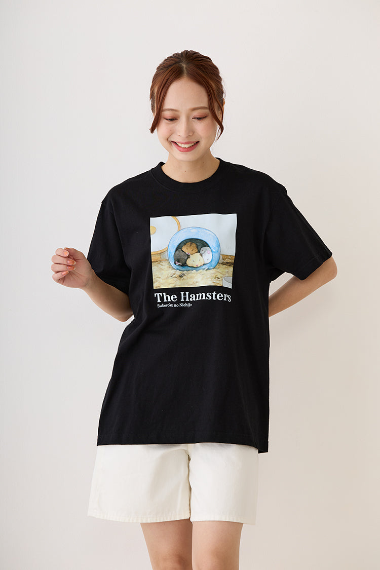 助六の日常 Tシャツ ハムスター達 ブラック