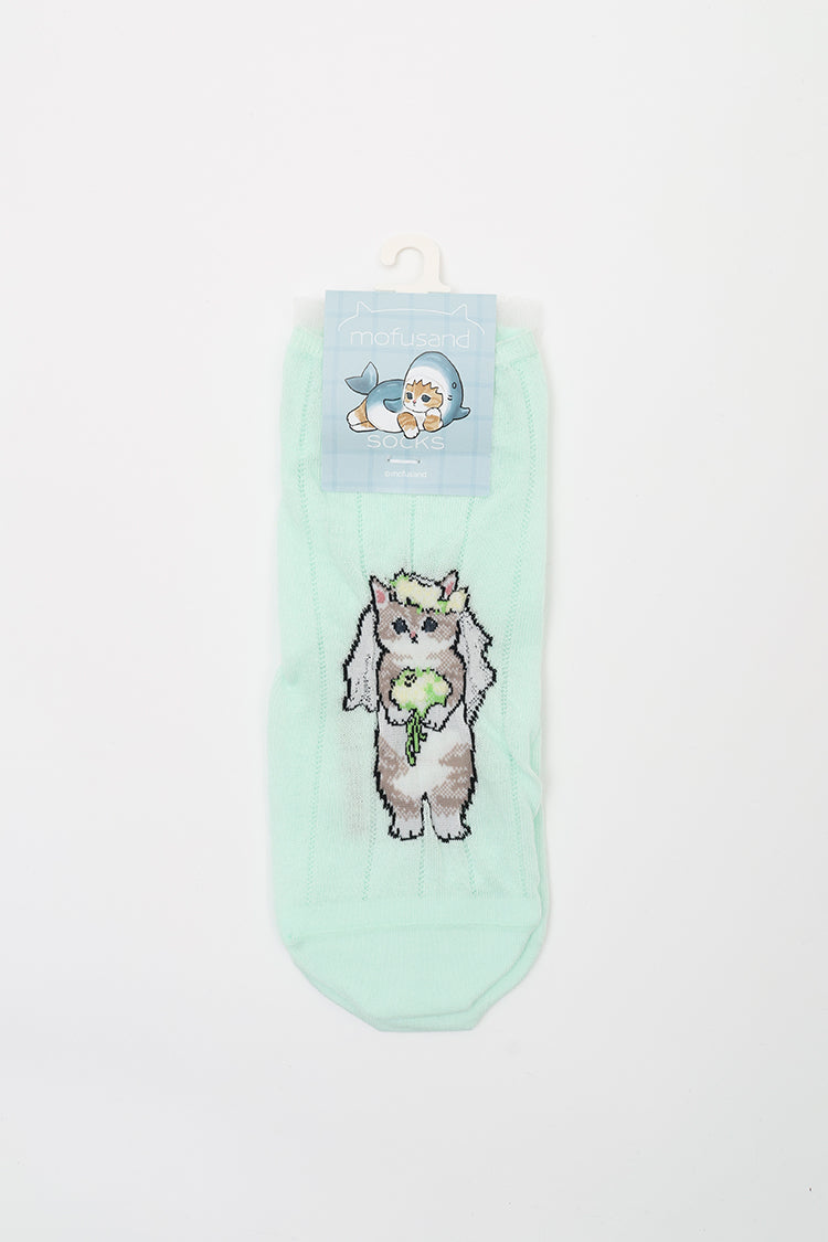 mofusand スニーカーソックス ウエディング アイスブルー 23~25cm