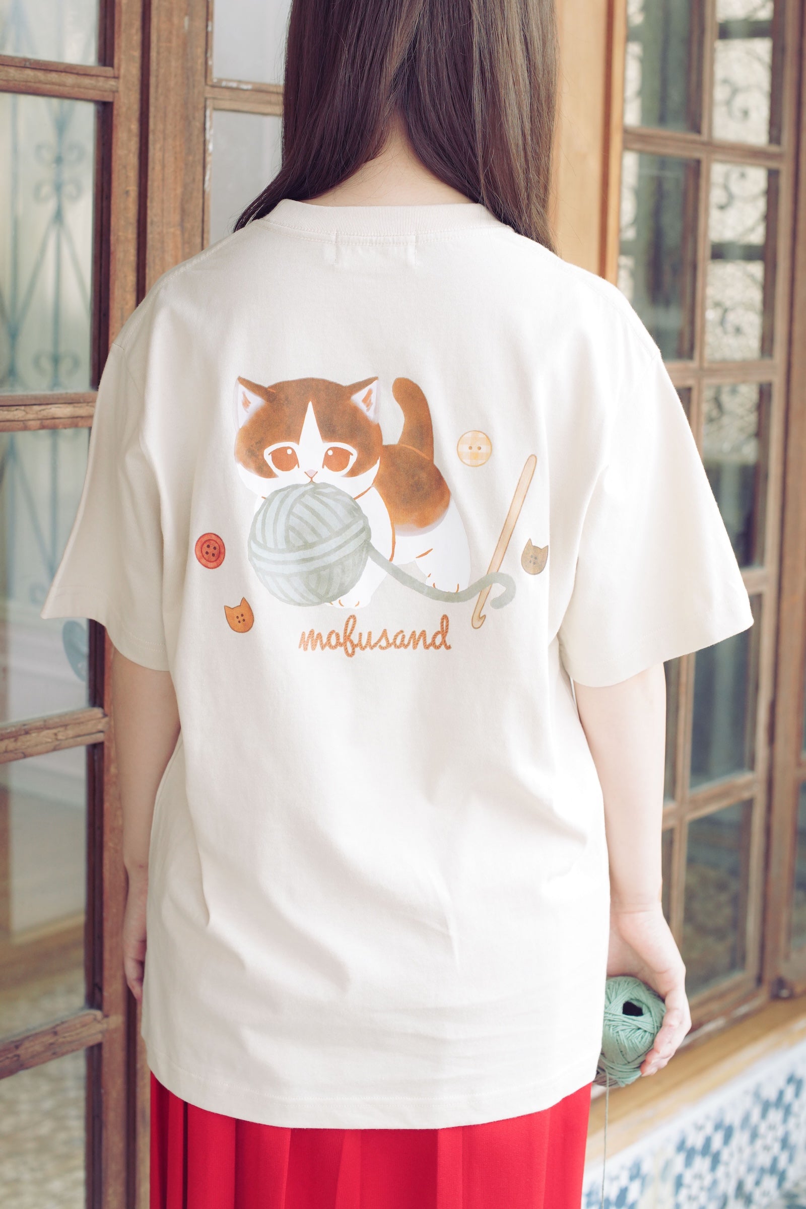 mofusand Tシャツ 毛糸玉 かぷにゃん ナチュラル