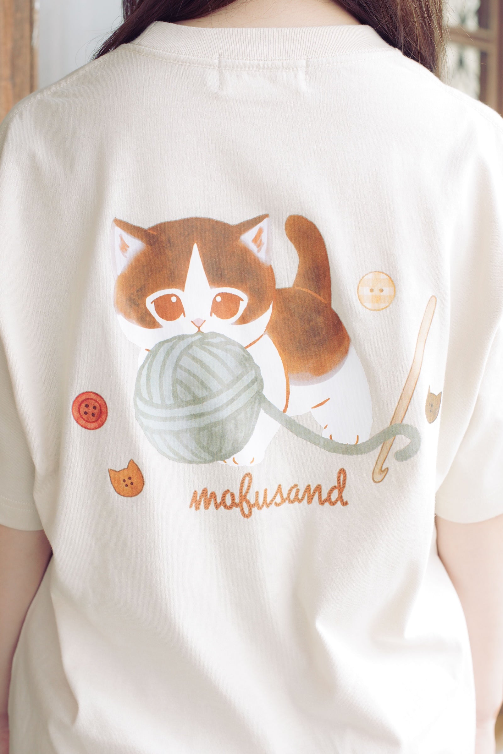 mofusand Tシャツ 毛糸玉 かぷにゃん ナチュラル