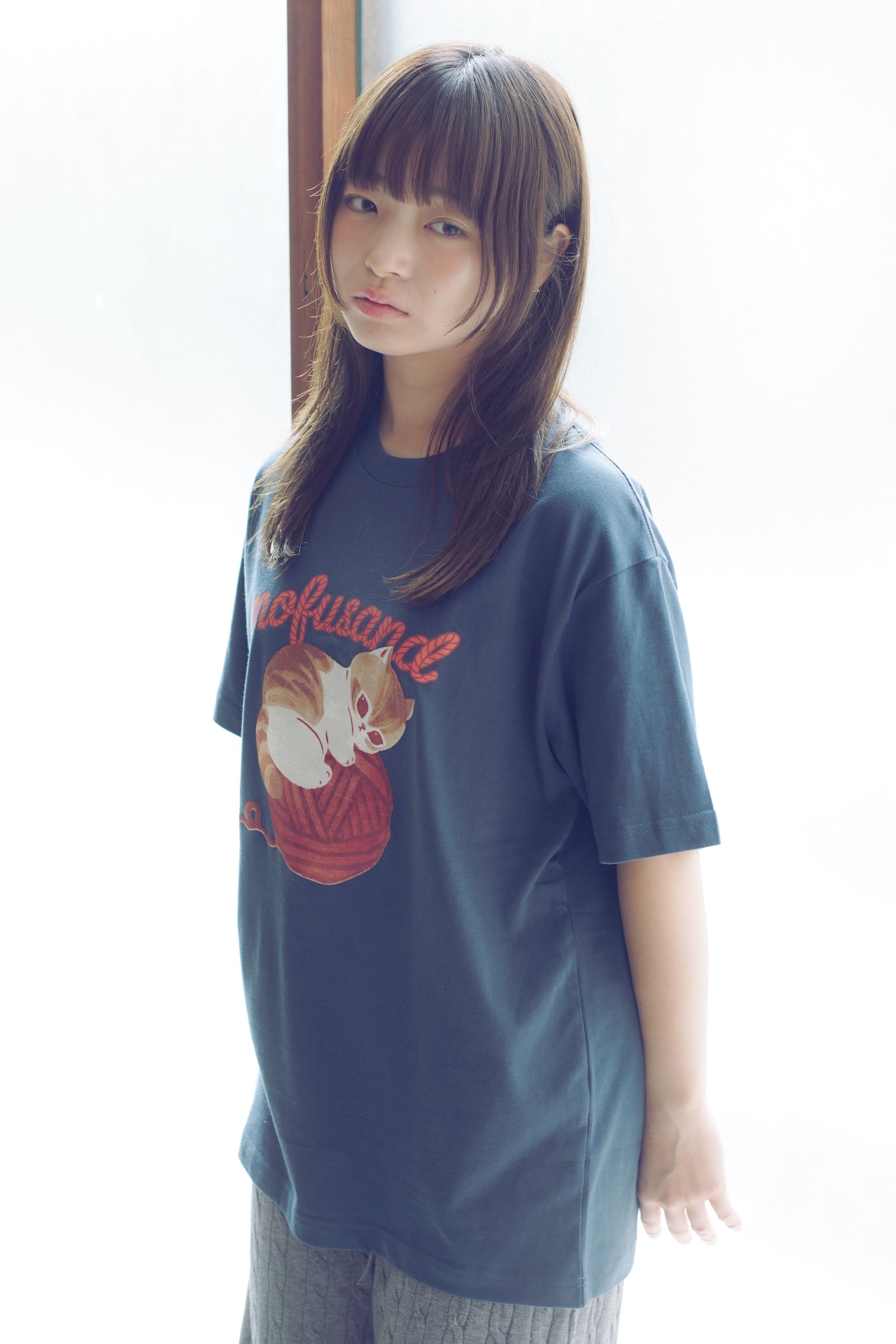 mofusand Tシャツ 毛糸玉 ころにゃん ネイビー