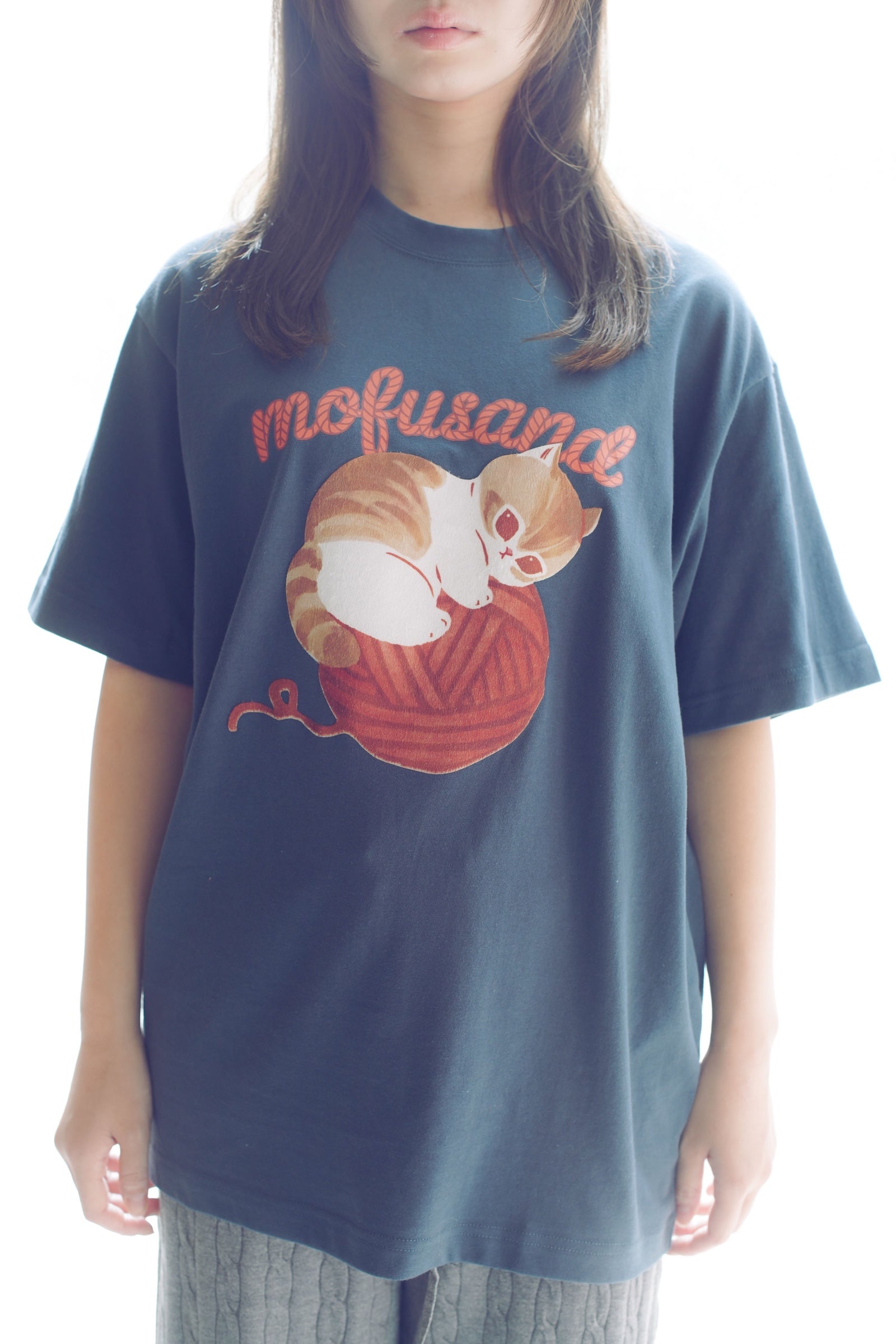 mofusand Tシャツ 毛糸玉 ころにゃん ネイビー