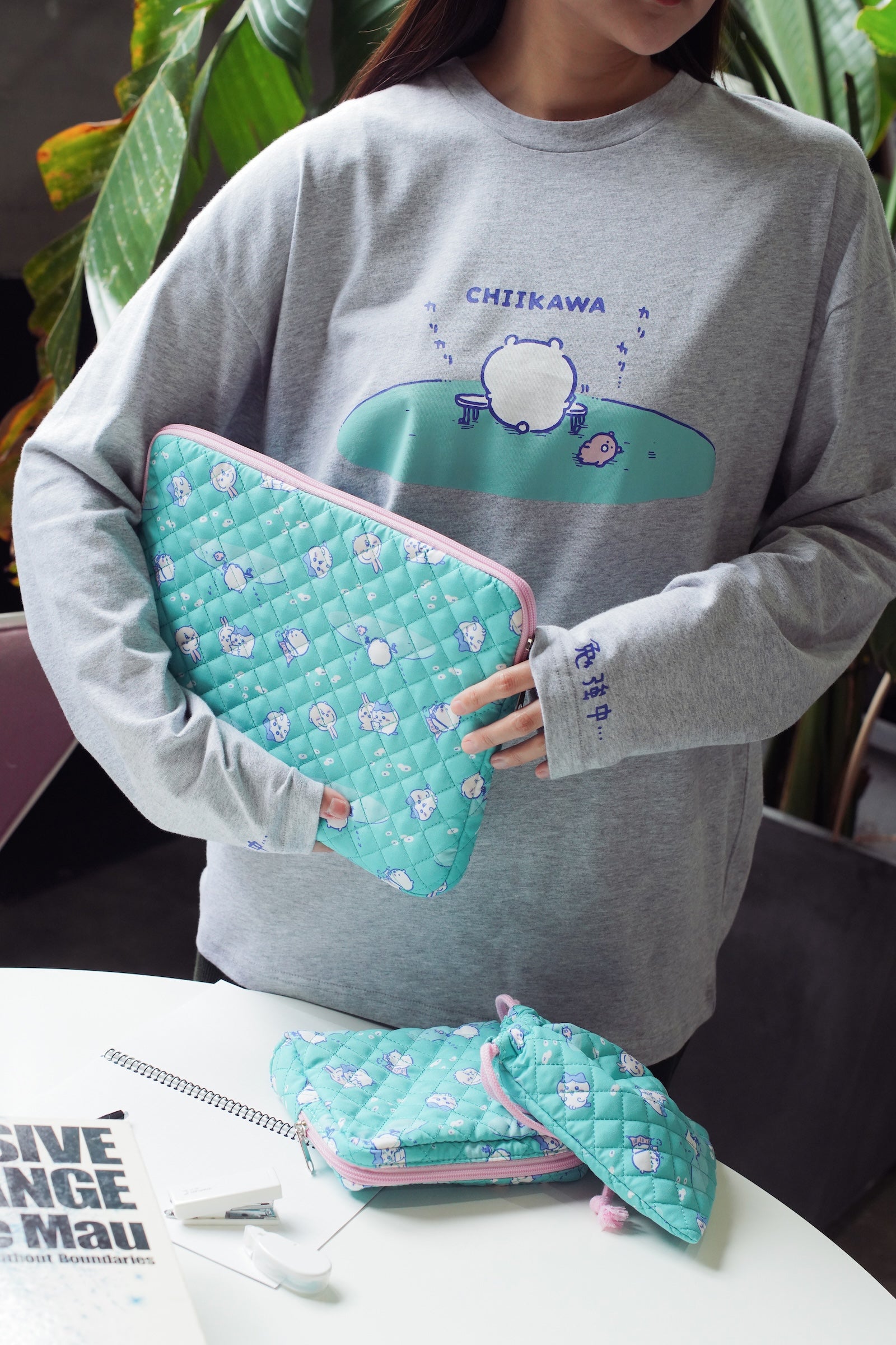 ちいかわ 長袖Tシャツ 試験勉強 アッシュ