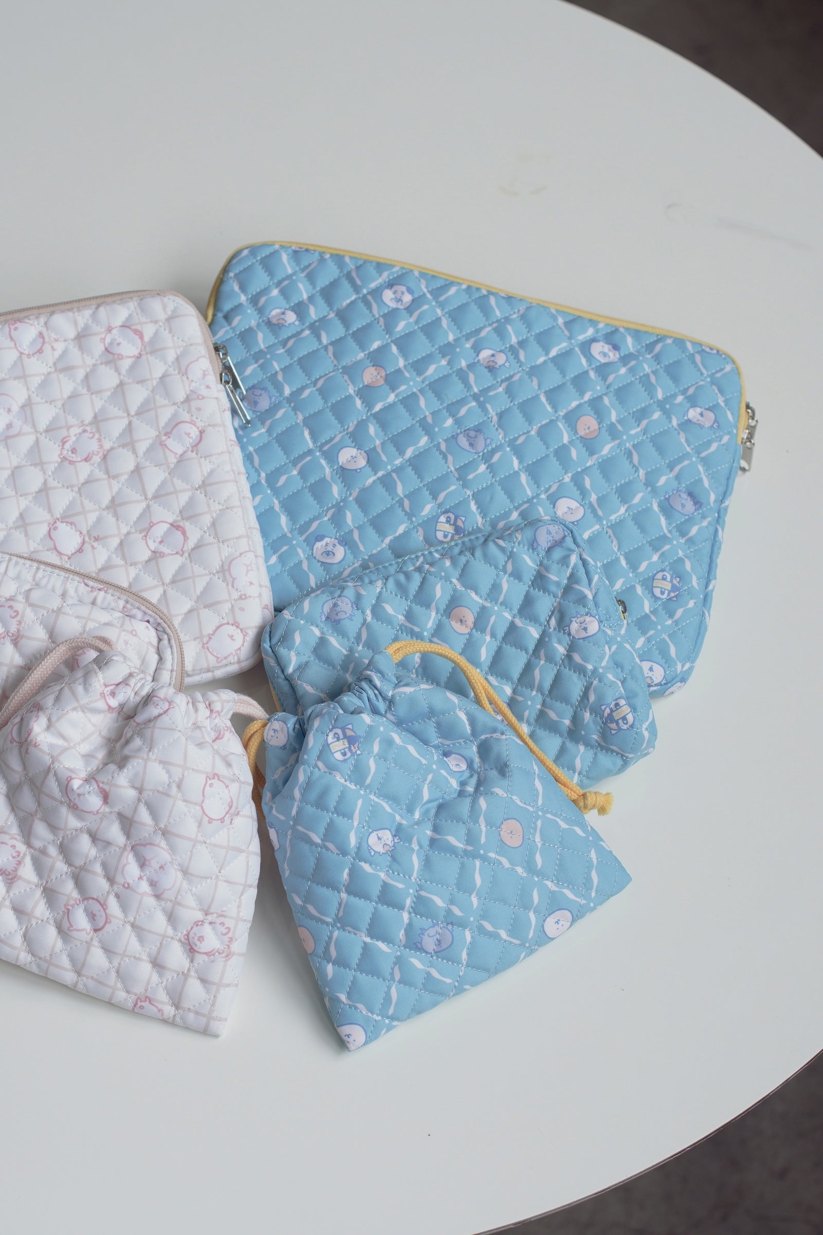 ナガノキャラクターズ ポーチ お顔ならび ブルー