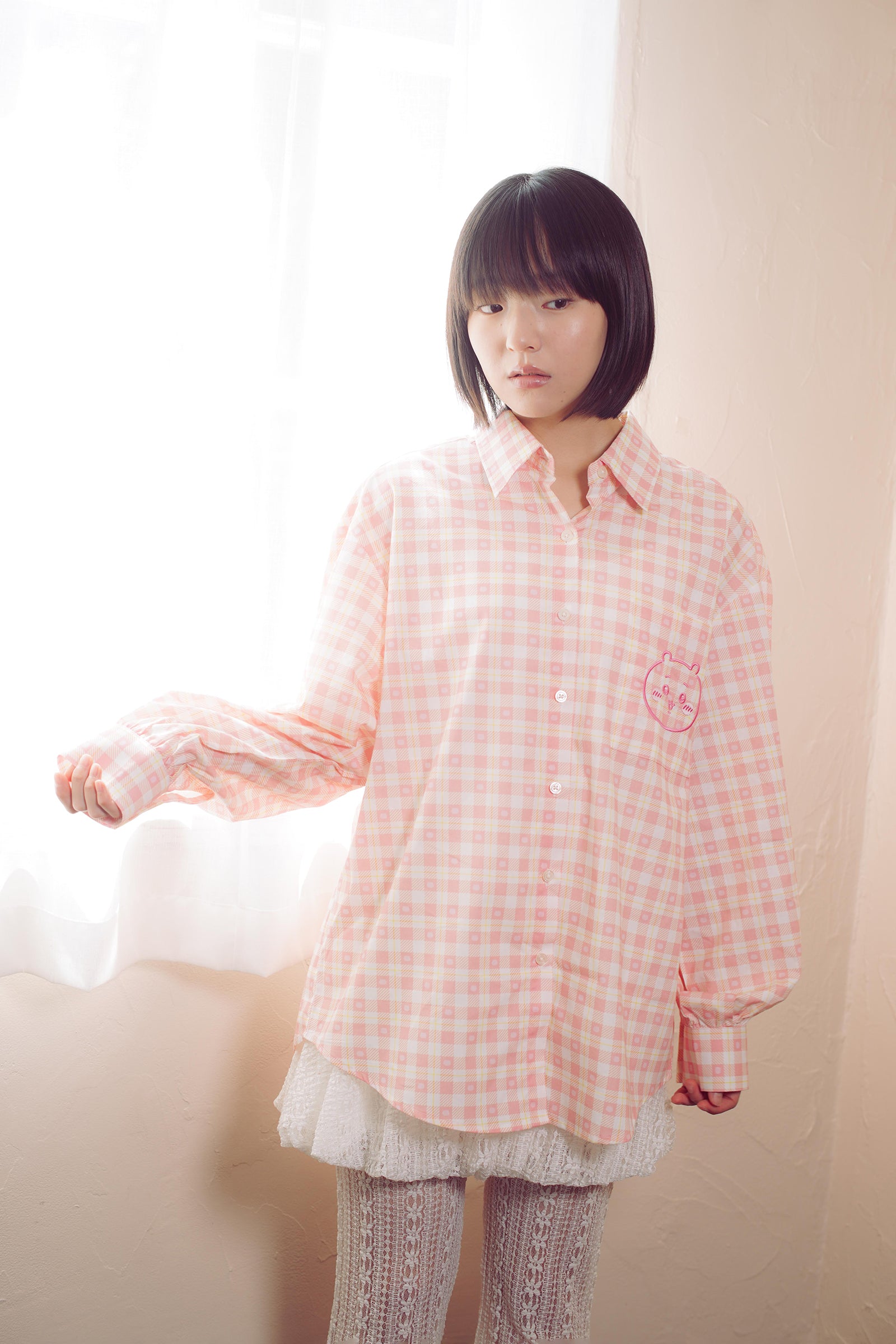 ちいかわ チェックシリーズ シャツ ちいかわ ピンク
