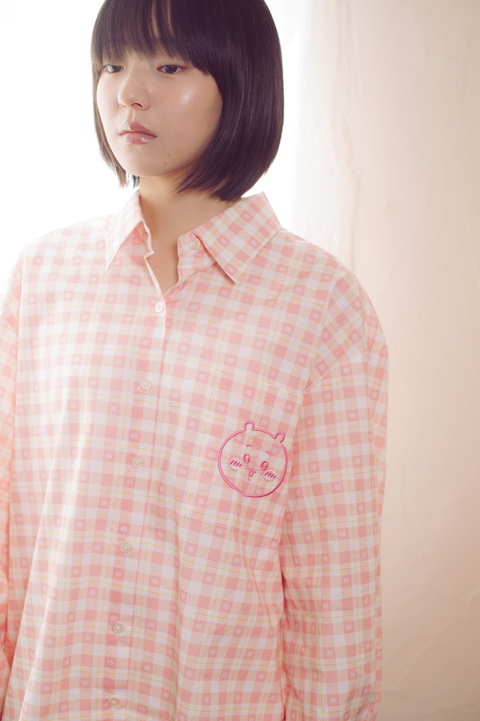 ちいかわ チェックシリーズ シャツ ちいかわ ピンク