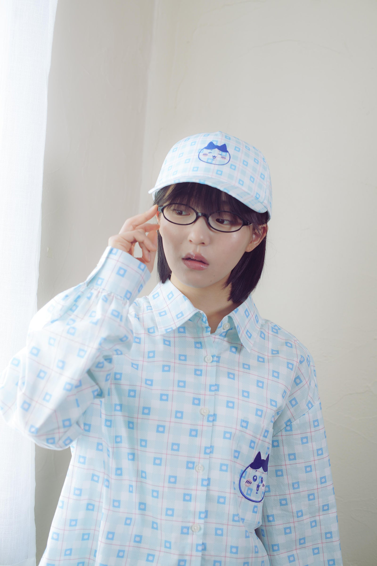 ちいかわ チェックシリーズ CAP ハチワレ ブルー