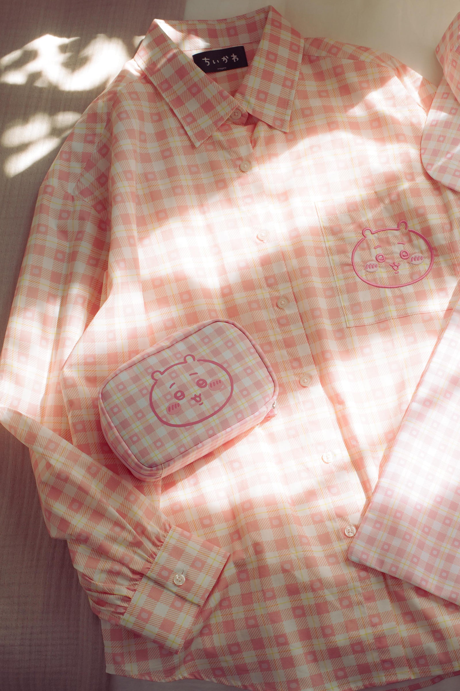 ちいかわ チェックシリーズ ポーチ ちいかわ ピンク