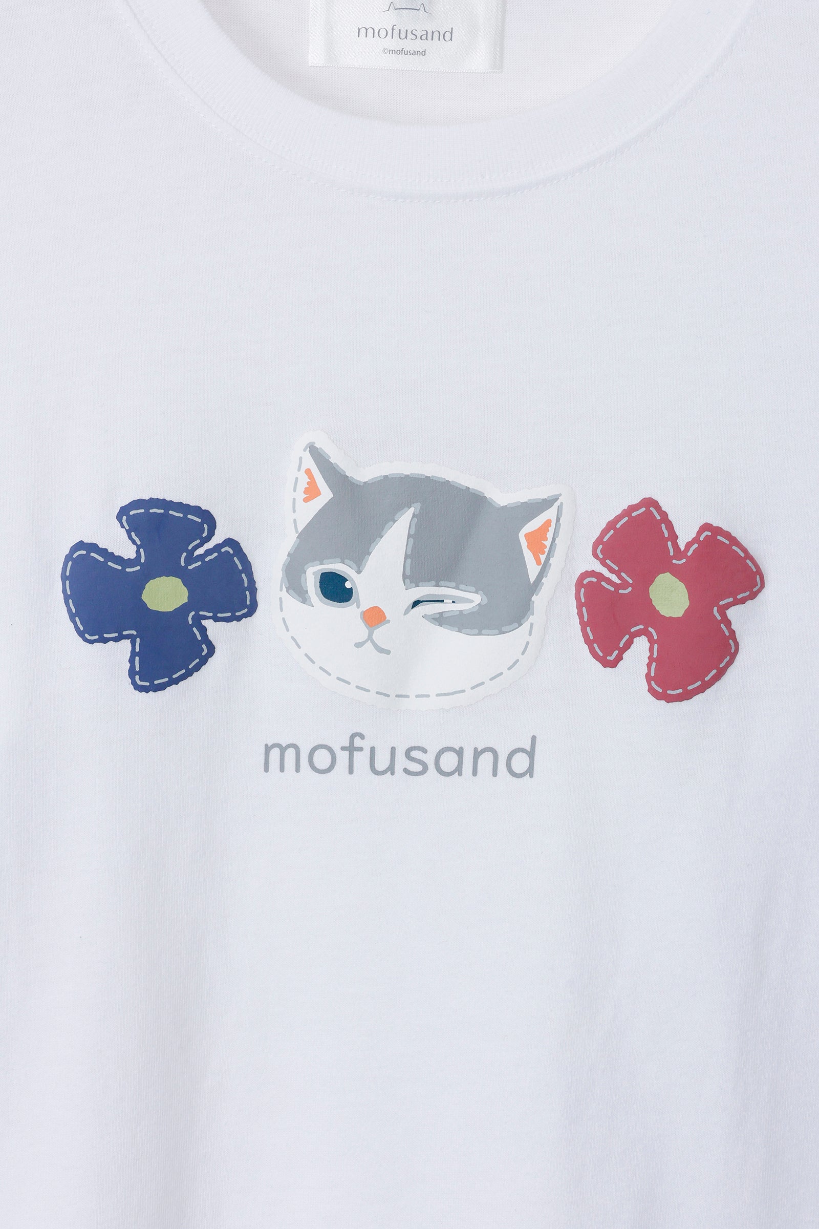 【Black Friday対象商品】mofusand 7分丈Tシャツ ハチワレ ホワイト