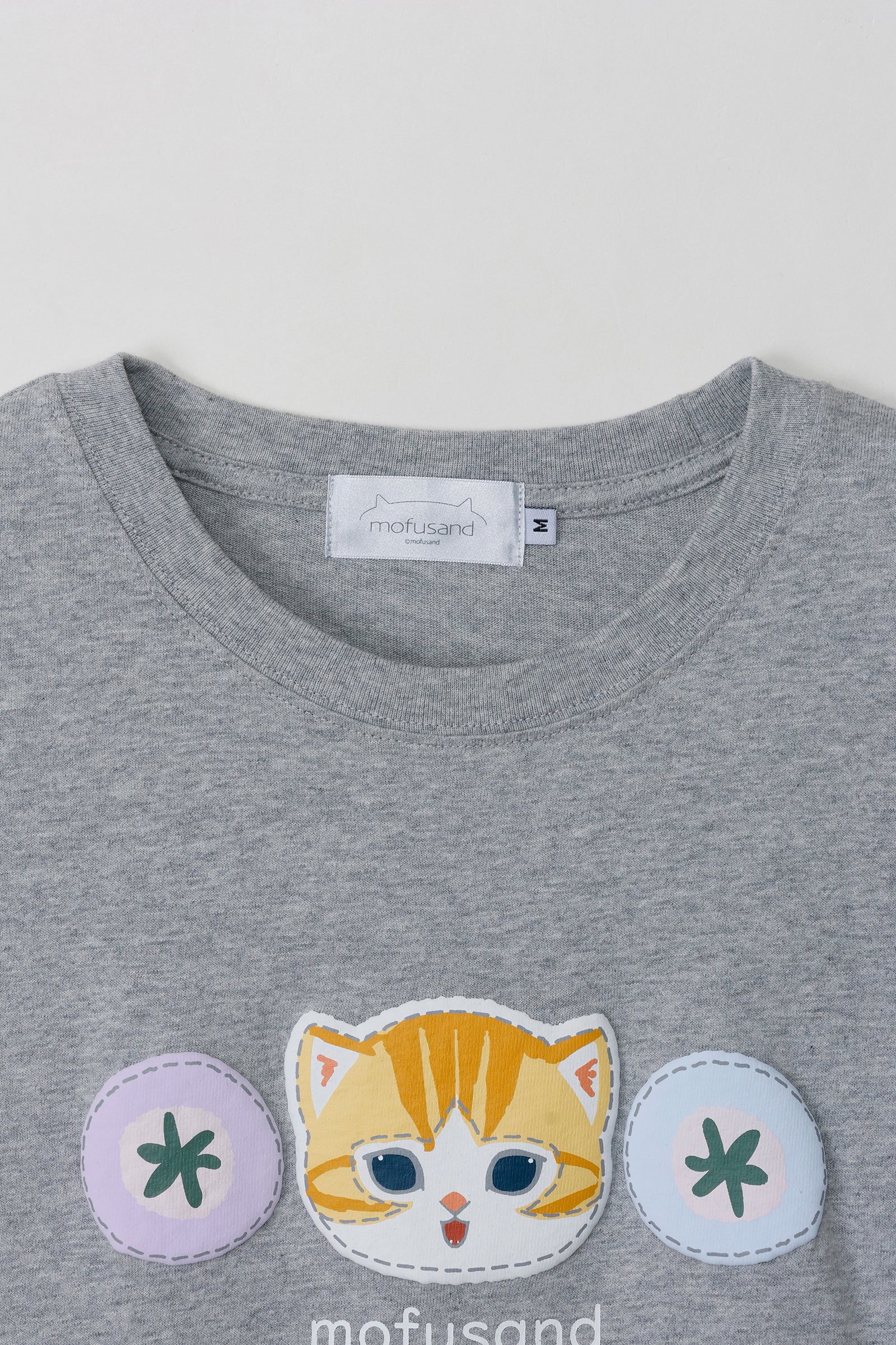 【Black Friday対象商品】mofusand 7分丈Tシャツ 茶トラ ミックスグレー