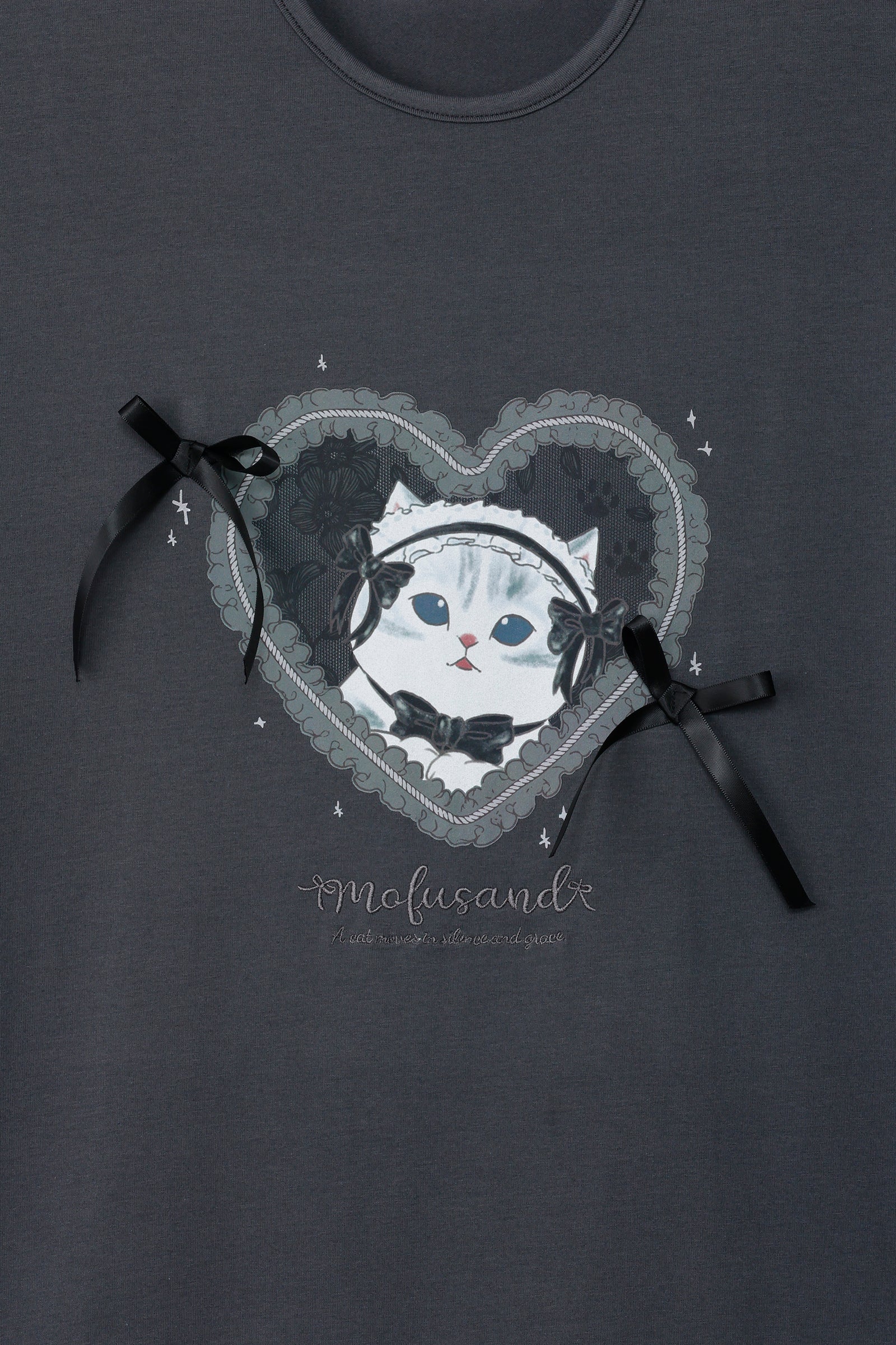 mofusand バレエコア Tシャツ くろりぼにゃん ブラック