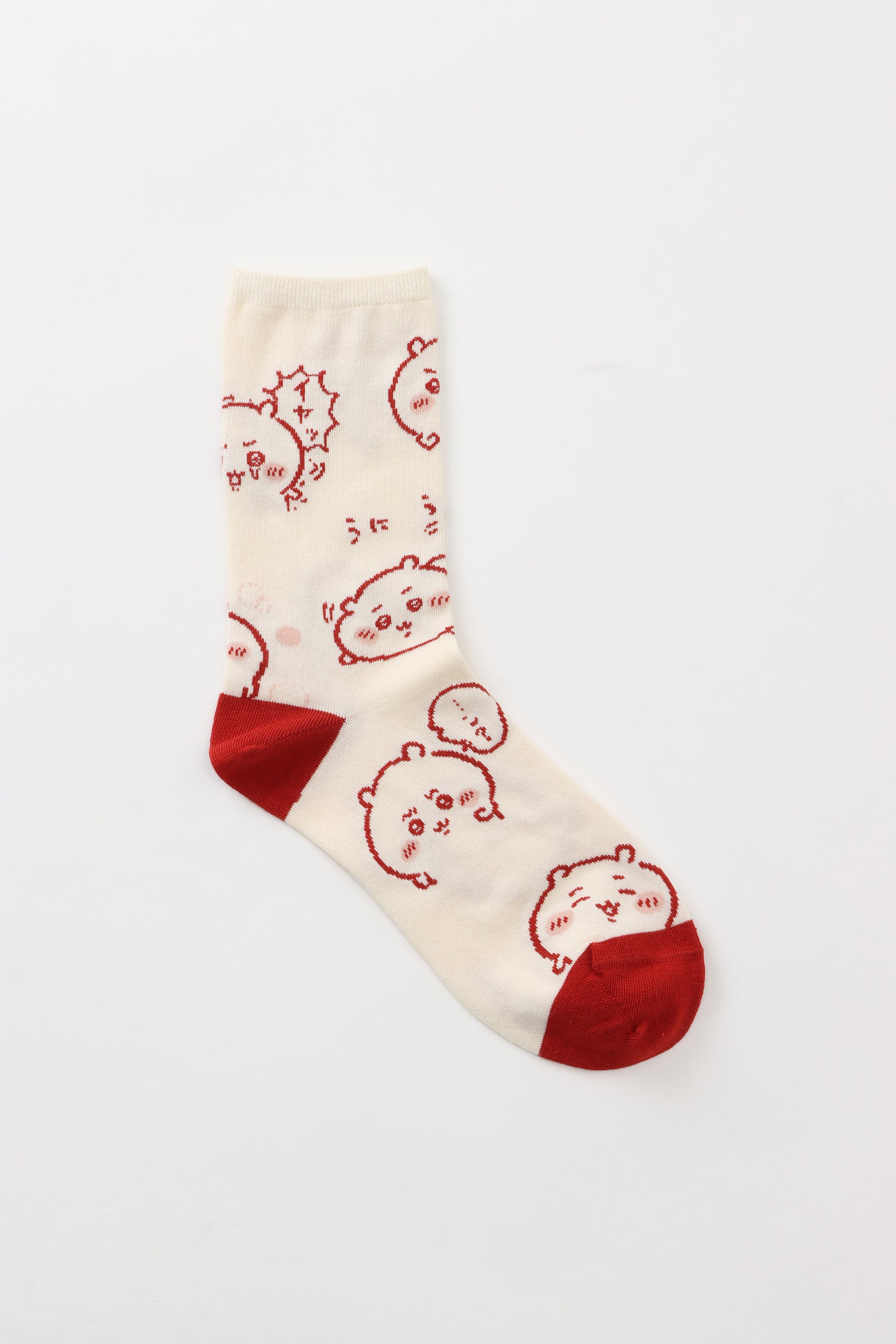ちいかわ クルーソックス ちいかわ総柄 レッド