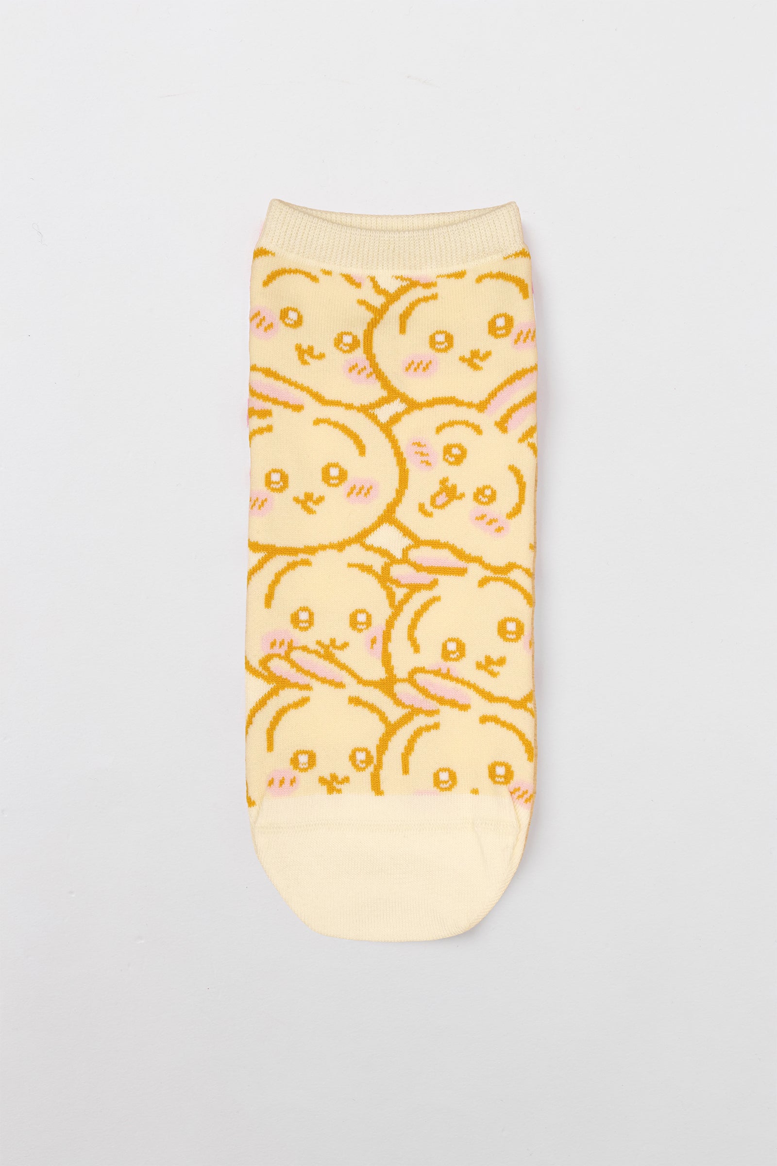 ちいかわ クルーソックス うさぎいっぱい イエロー