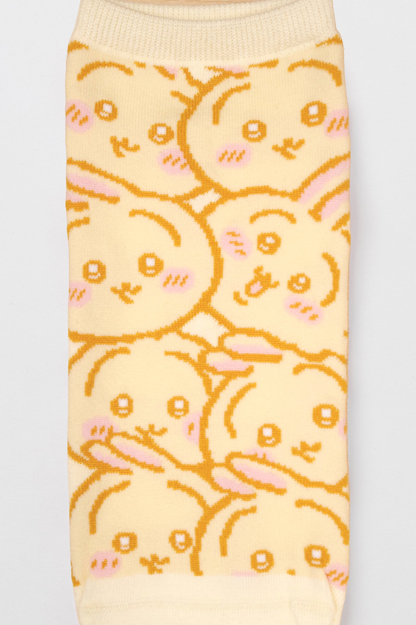 ちいかわ クルーソックス うさぎいっぱい イエロー