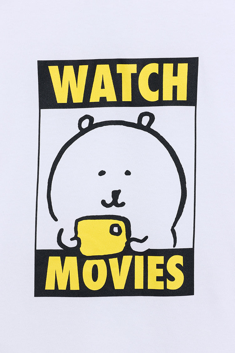 ナガノキャラクターズ Tシャツ WATCH MOVIES ホワイト