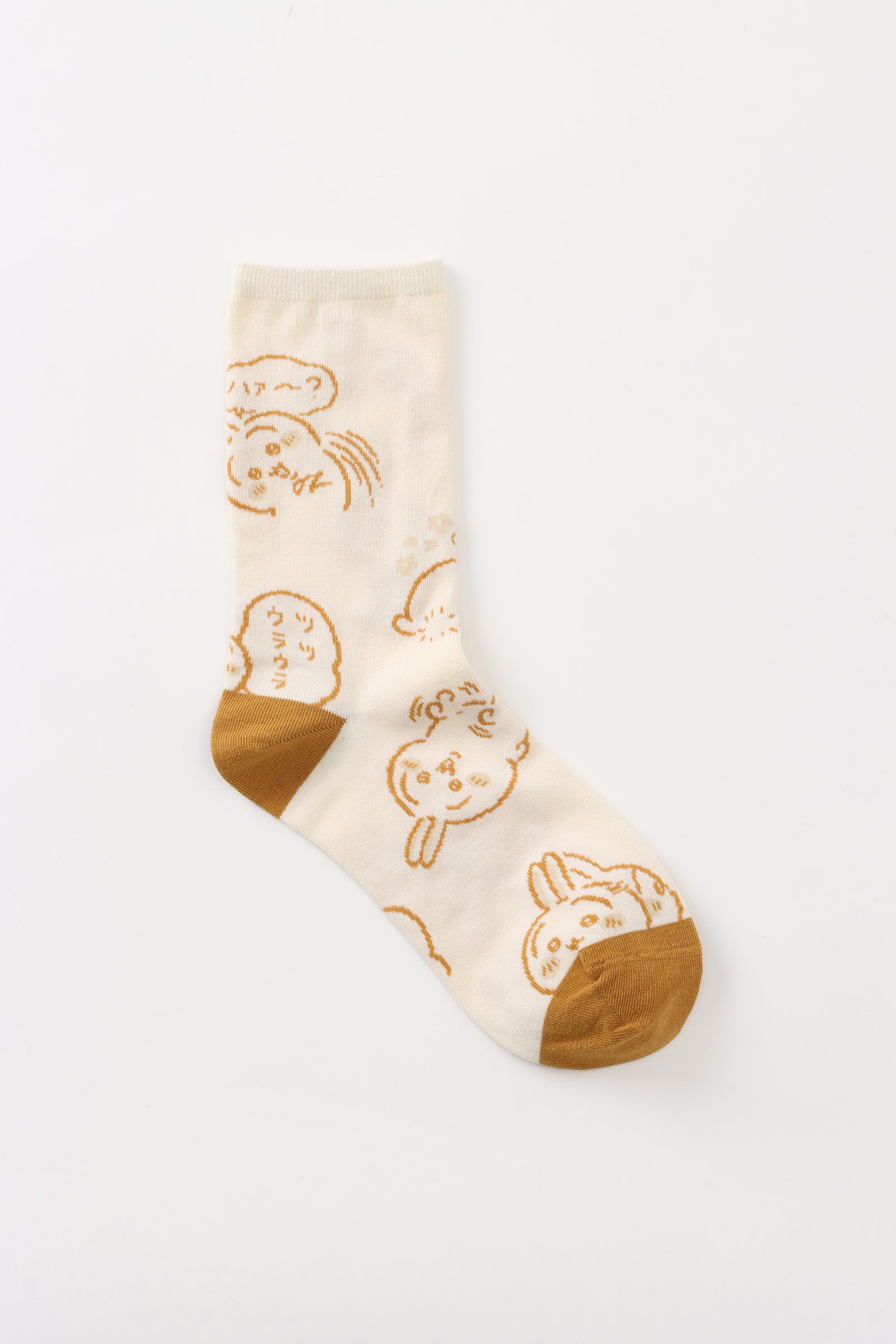 ちいかわ クルーソックス うさぎ総柄 イエロー