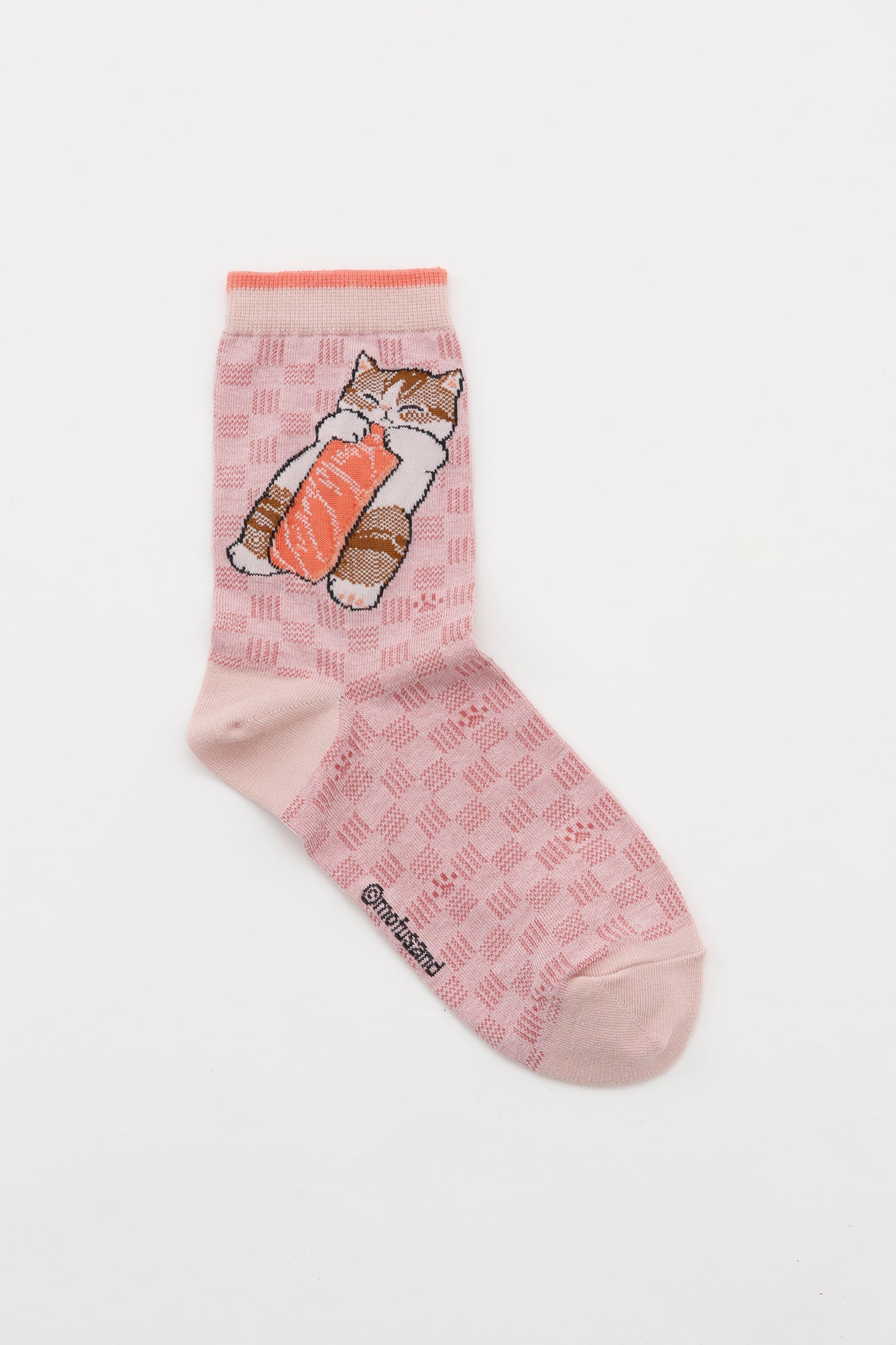 mofusand お寿司 クルーソックス サーモン ピンク