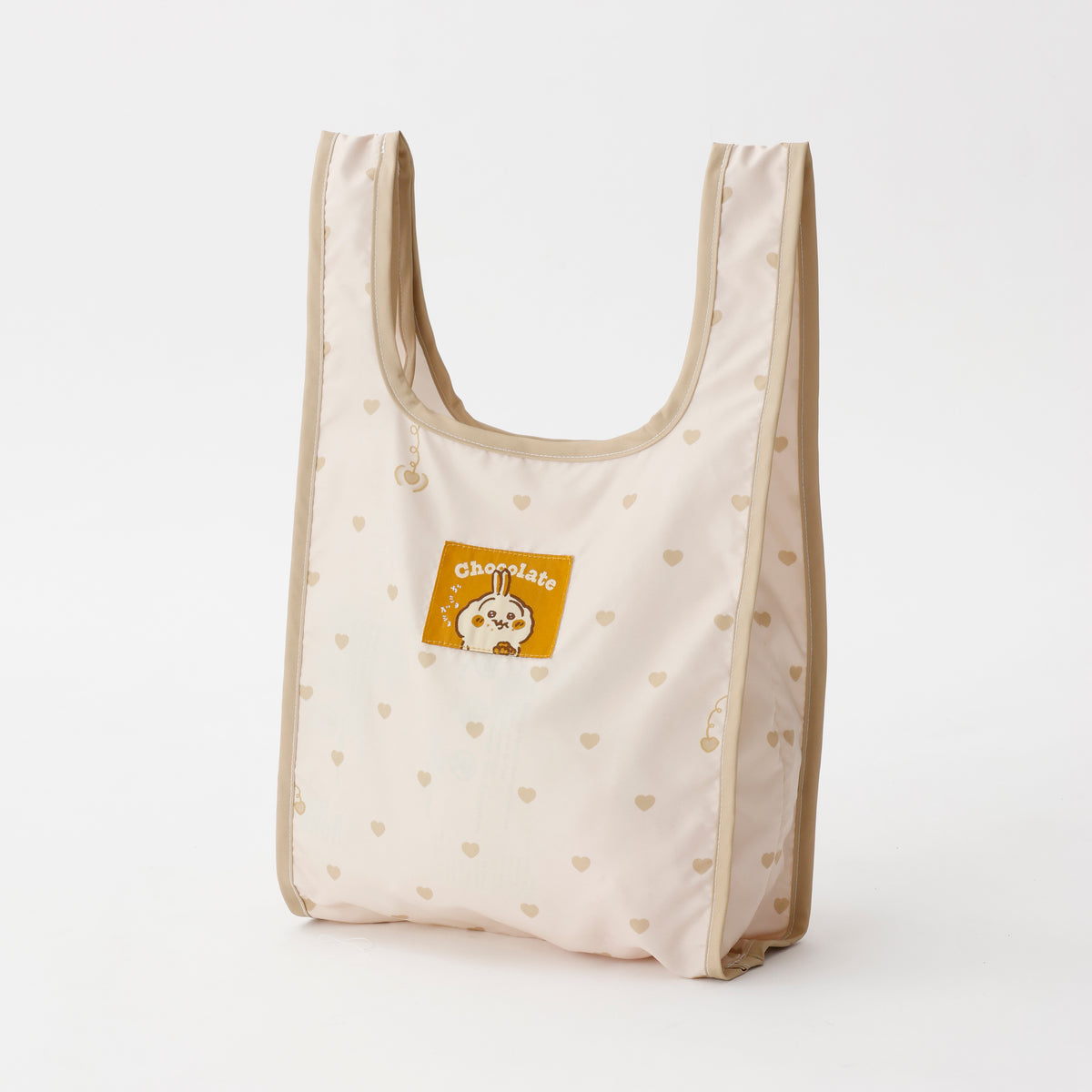 ꪔ̤̮ うさぎꪔ̤̮　ハート刺繍のヌビトートバッグ　ブラック×ホワイト ちいかわ 刺繍トートバッグ うさぎハート イエロー (刺繍