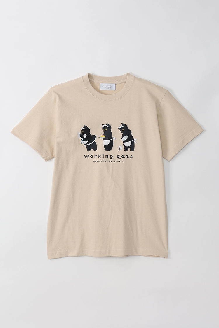 mofusand Tシャツ working cats サンドベージュ