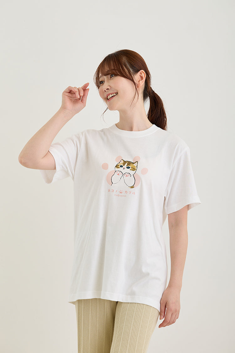 mofusand Tシャツ ネコノテカリル ホワイト