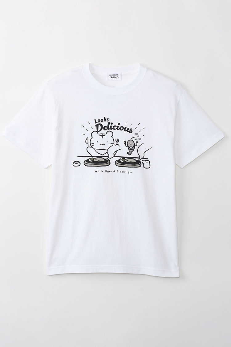 ホワイトタイガーとブラックタイガー Tシャツ Looks Delicious ホワイト