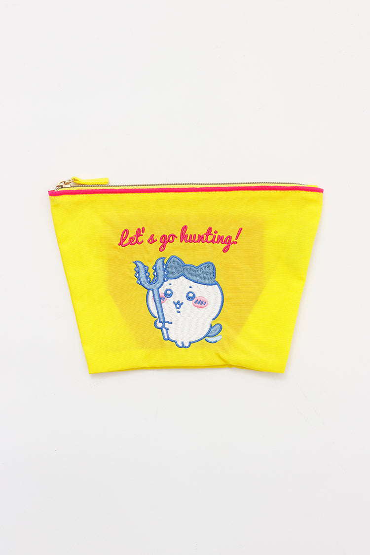 ちいかわ 刺繍ポーチ ハチワレ狩へ行こう！ イエロー