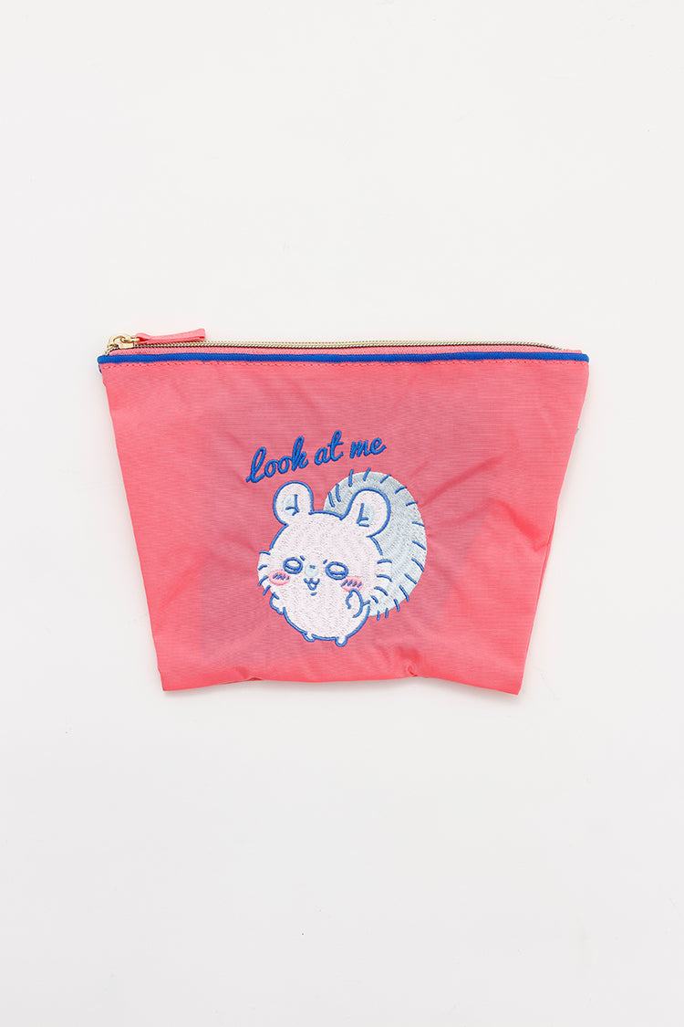 ちいかわ 刺繍ポーチ モモンガみてみて！ ピンク