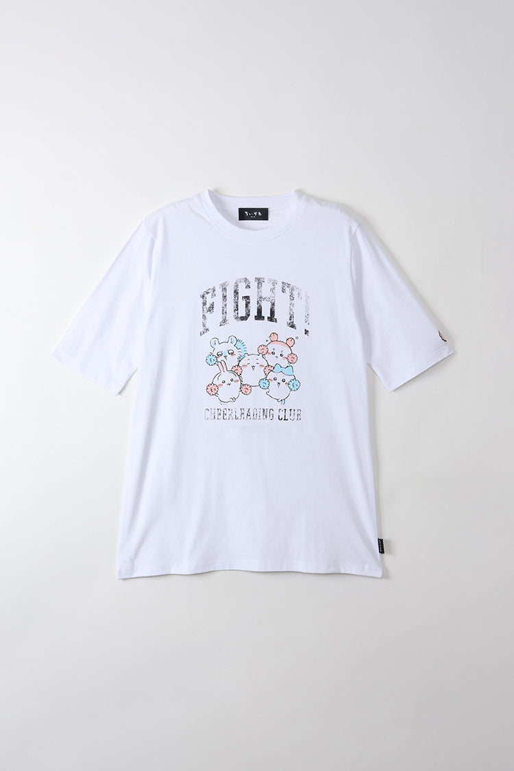 ちいかわ ワンピTシャツ カレッジ風 FIGHT ホワイト