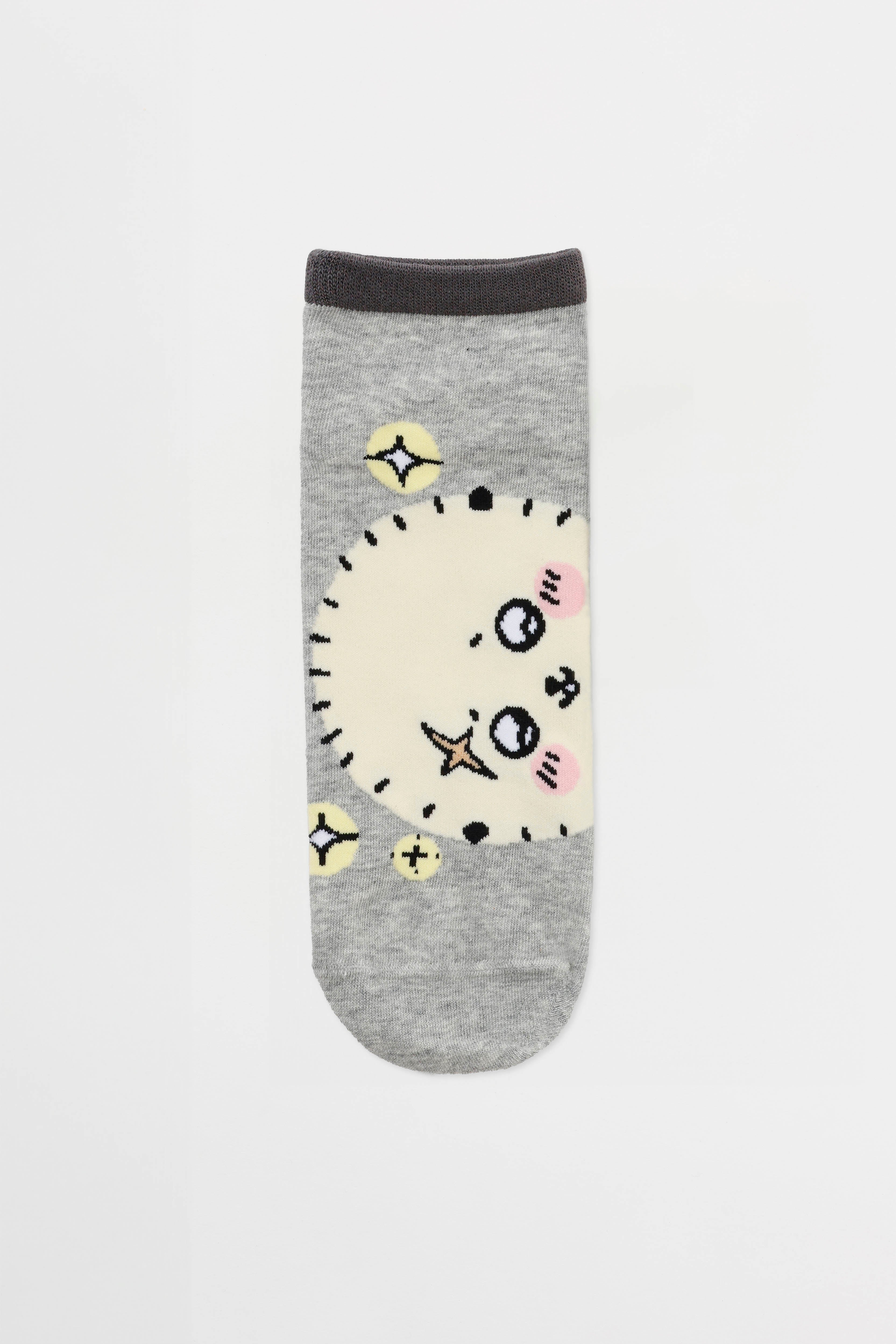 ちいかわ クルーソックス ラッコアップ 杢グレー 23～25cm