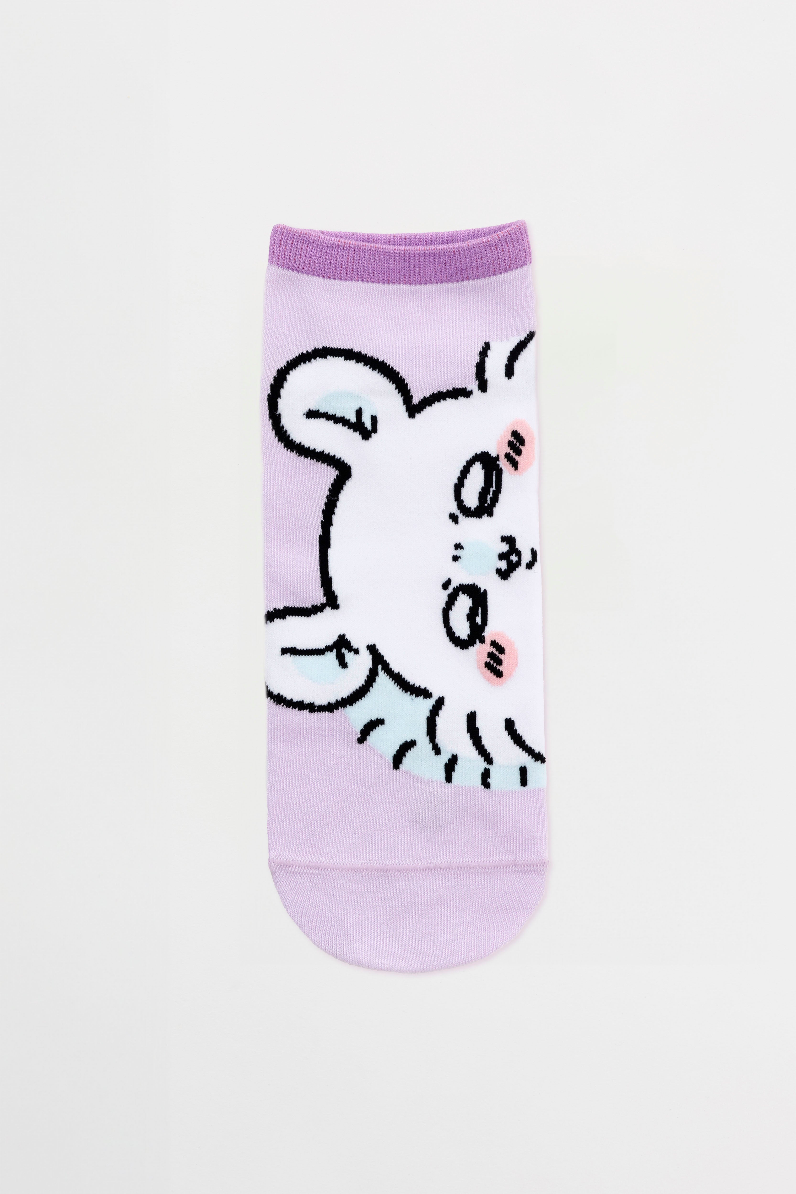 ちいかわ クルーソックス モモンガアップ ライトパープル 23～25cm