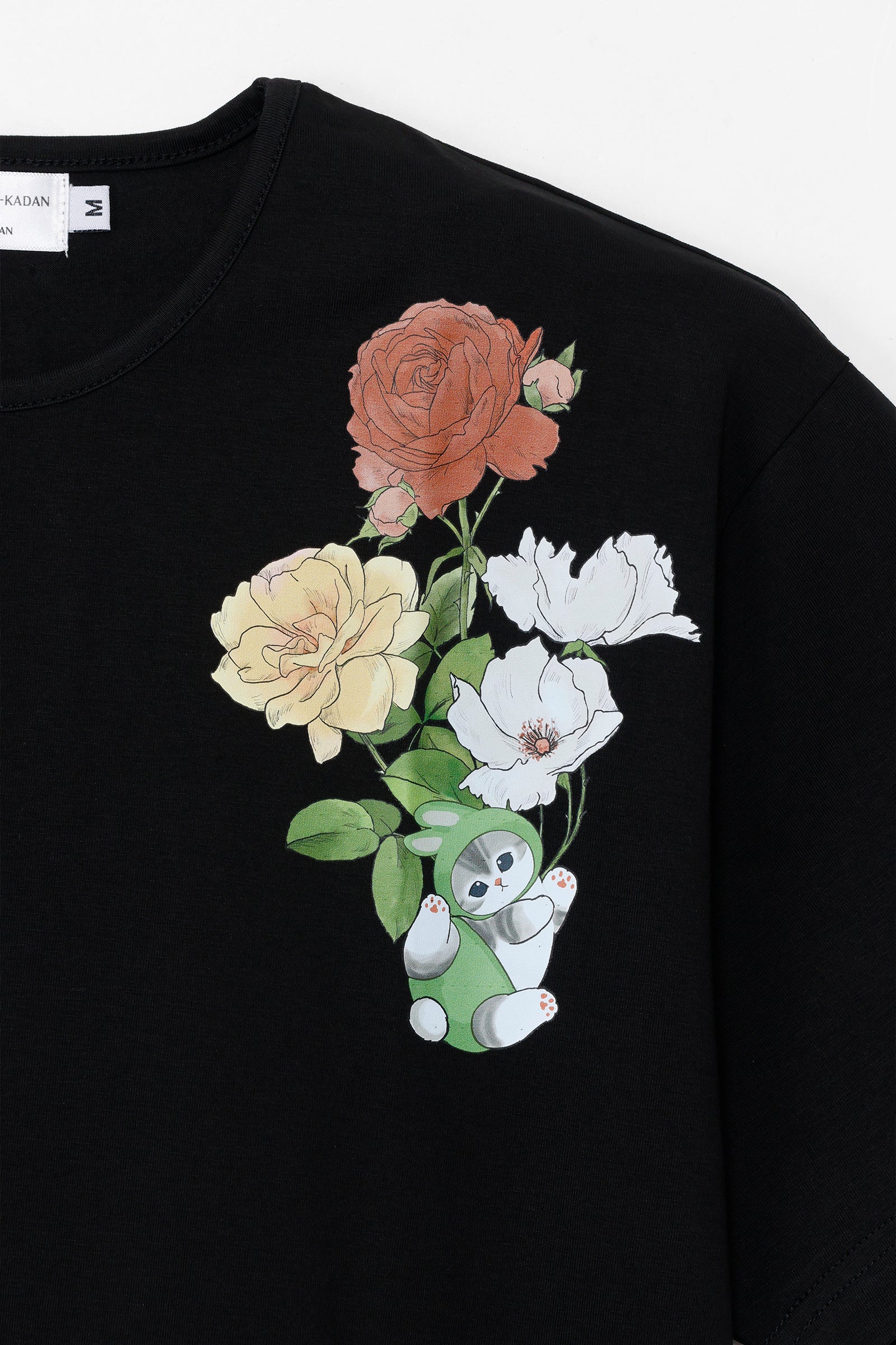 mofusand×日比谷花壇 Tシャツ レイフローラ ブラック