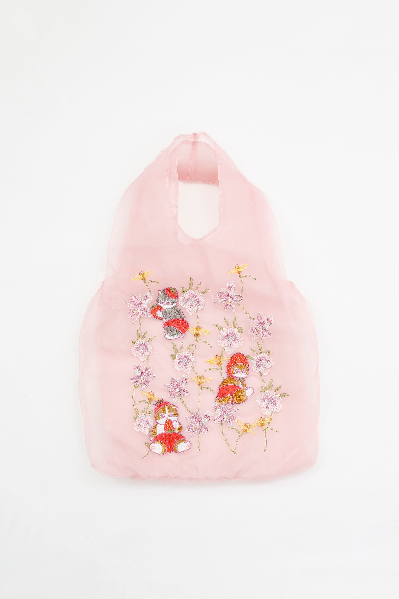 mofusand×日比谷花壇 チュールバッグ コイブルーム ピンク