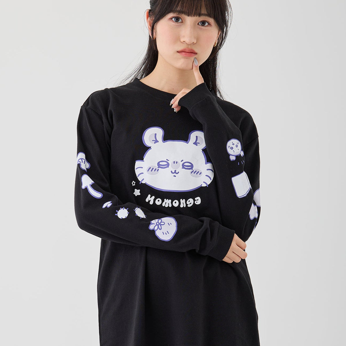 ちいかわ L/STシャツ モモンガ ブラック